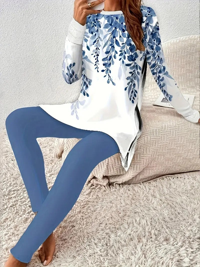 Leggings de manga larga con cuello de jardín estampados - Bego Fashion